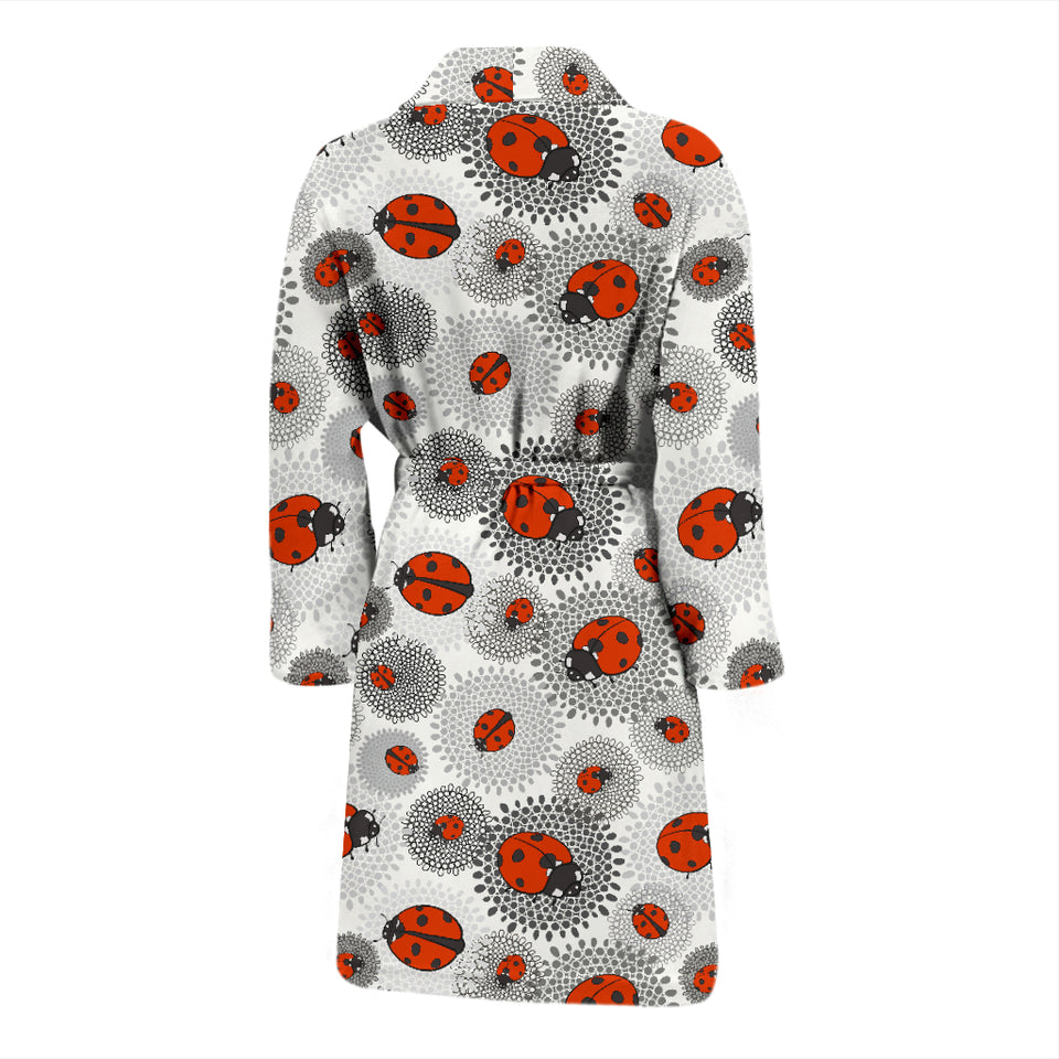 Ladybug Pattern Print Design 05 Men's Bathrobe