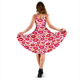 Lips Pattern Print Design 01 Sleeveless Midi Dress