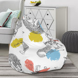 Siberian Husky And Colorful Circle Pattern Bean Bag Cover