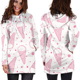 Hand Drawn Ice Cream Pattern Women'S Hoodie Dress