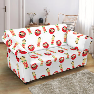 Daruma Japanese Wooden Doll Loveseat Couch Slipcover