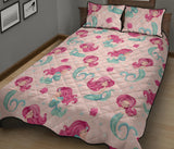Cute little mermaid pattern Quilt Bed Set