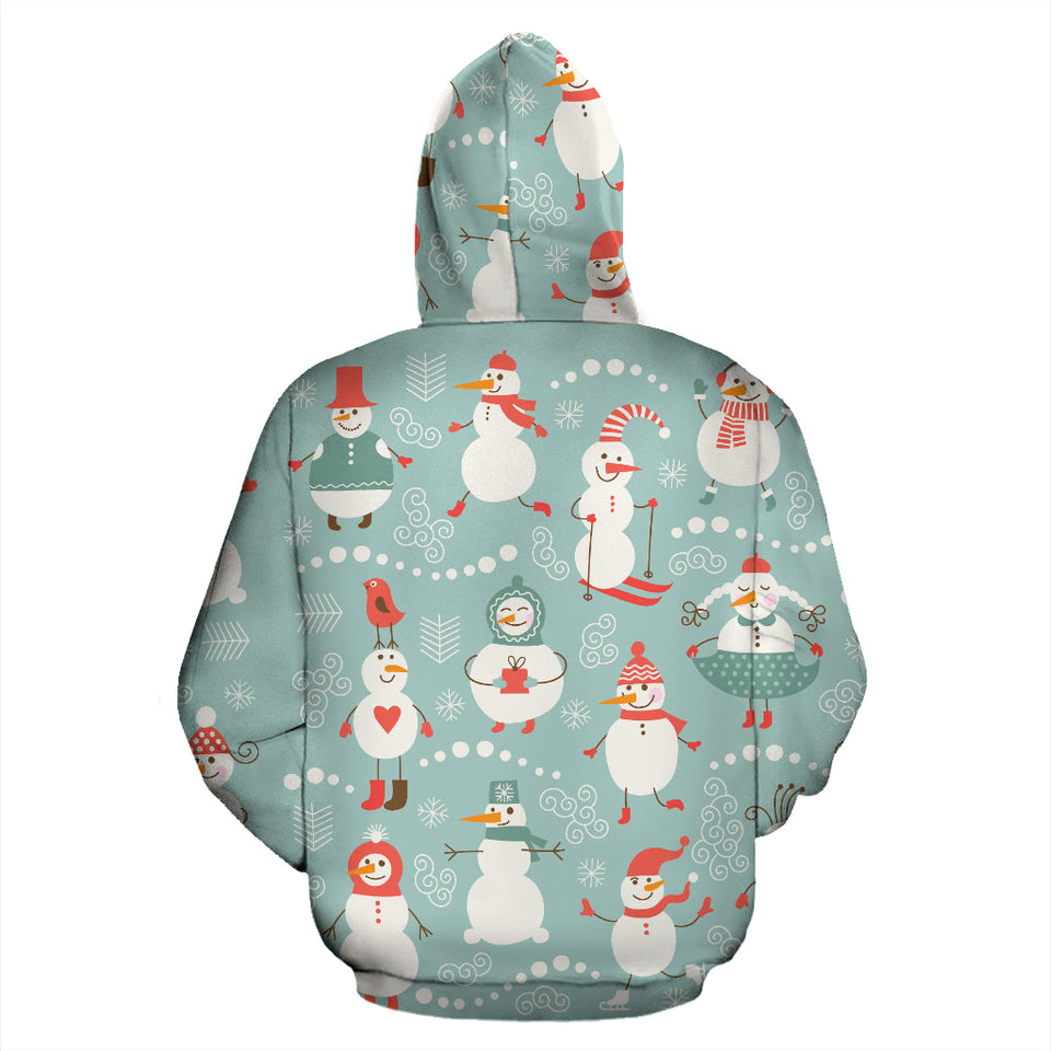 Cute Snowman Pattern Zip Up Hoodie
