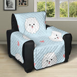 White cute pomeranian pattern Recliner Cover Protector