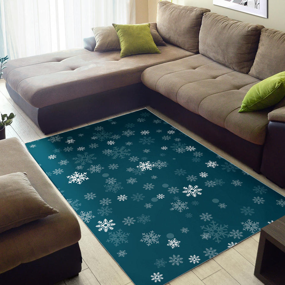 Snowflake Pattern Dark Background Area Rug