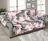 Zebra pink flower background Sofa Cover Protector
