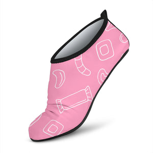 Sweet Candy Pink Background Aqua Shoes