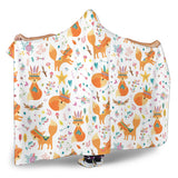 Cute Tribal Fox Pattern Hooded Blanket