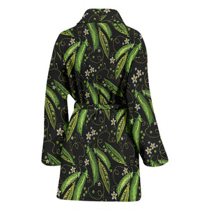 Green Peas Pattern Print Design 02 Women's Bathrobe