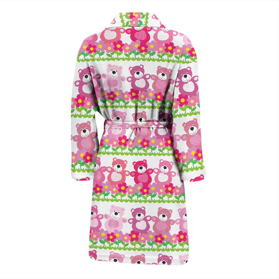 Teddy Bear Pattern Print Design 04 Men's Bathrobe