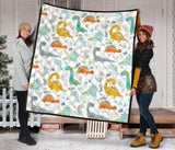 Cute Funny Kids Dinosaurs Pattern Premium Quilt