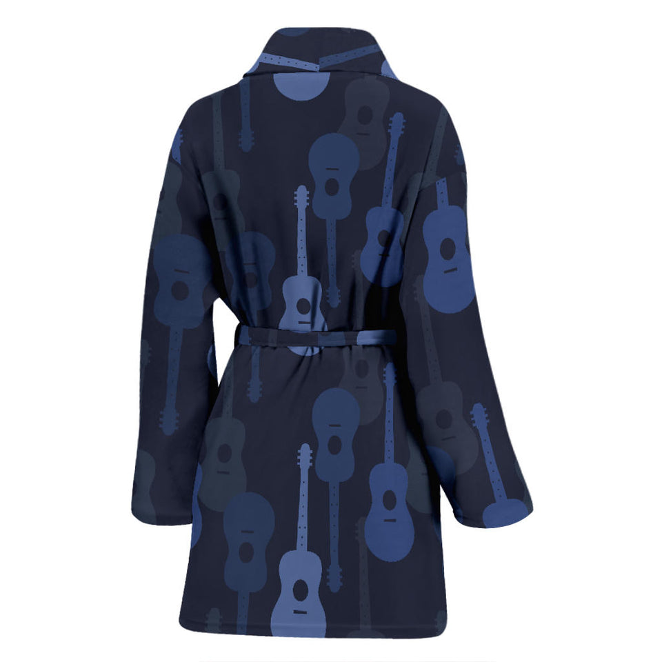 Blue Theme Guitar Pattern Women'S Bathrobe