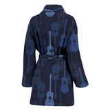 Blue Theme Guitar Pattern Women'S Bathrobe