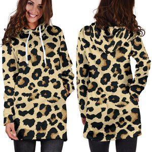 Leopard Print Design Pattern Women'S Hoodie Dress
