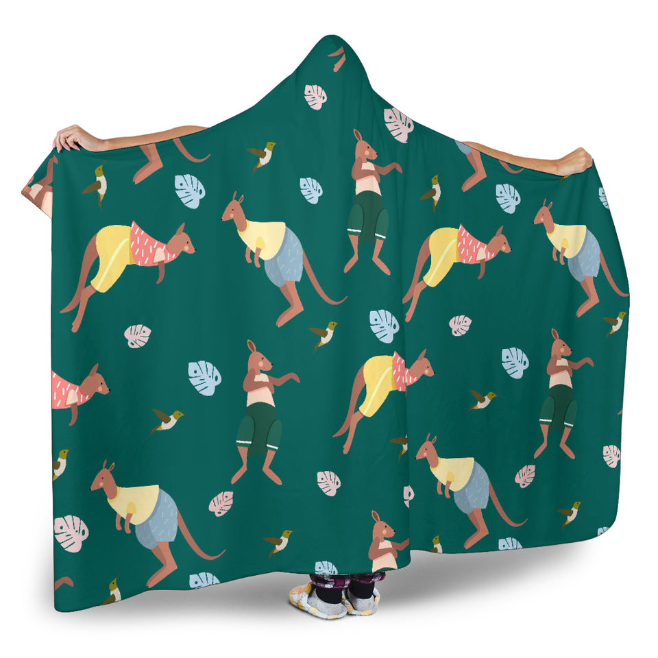 Kangaroo Leaves Pattern Hooded Blanket