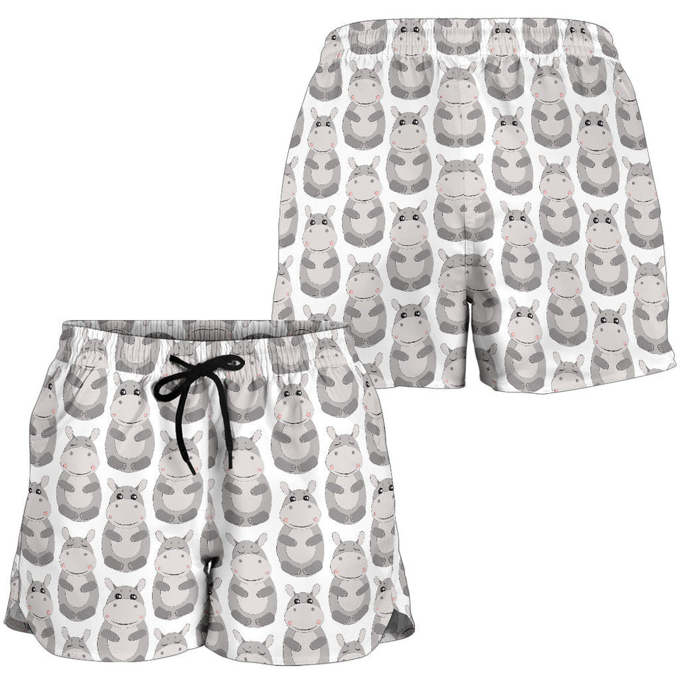 Hippopotamus Pattern Print Design 05 Women Shorts