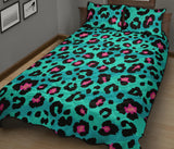 Green leopard skin print pattern Quilt Bed Set