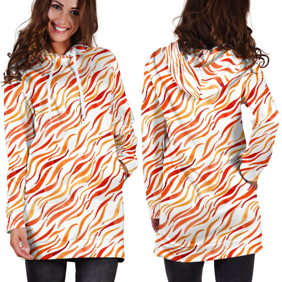 Fire Flame Watercolor Pattern Women'S Hoodie Dress
