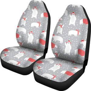 Cute Polar Bear Christmas Snow Pattern  Universal Fit Car Seat Covers
