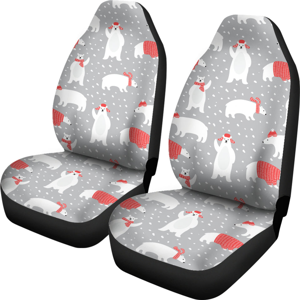 Cute Polar Bear Christmas Snow Pattern  Universal Fit Car Seat Covers