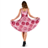 Rose Pattern Print Design 02 Sleeveless Midi Dress