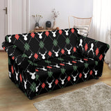 Deer Christmas New Year Pattern Argyle Loveseat Couch Slipcover