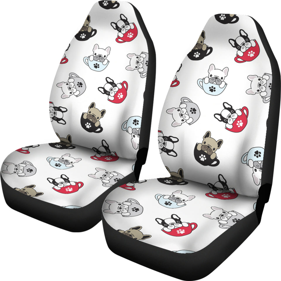 French Bulldog Cup Paw Pattern Universal Fit Car Seat Covers
