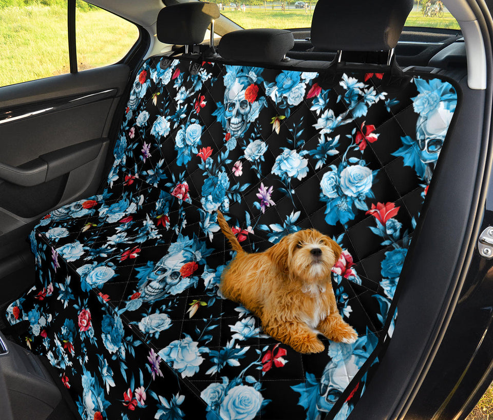 Skull Flower Roses Leave Pattern Dog Car Seat Covers