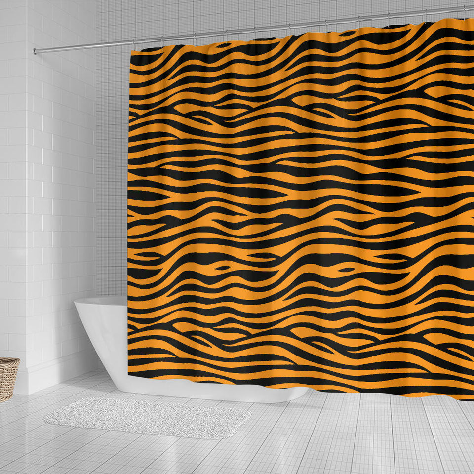 Bengal Tigers Skin Print Pattern Background Shower Curtain Fulfilled In US
