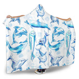 Watercolor Dolphin Pattern Hooded Blanket