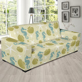Seahorse Shell Starfish Pattern Background Sofa Slipcover