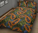 Colorful papaya tropical leaves Quilt Bed Set