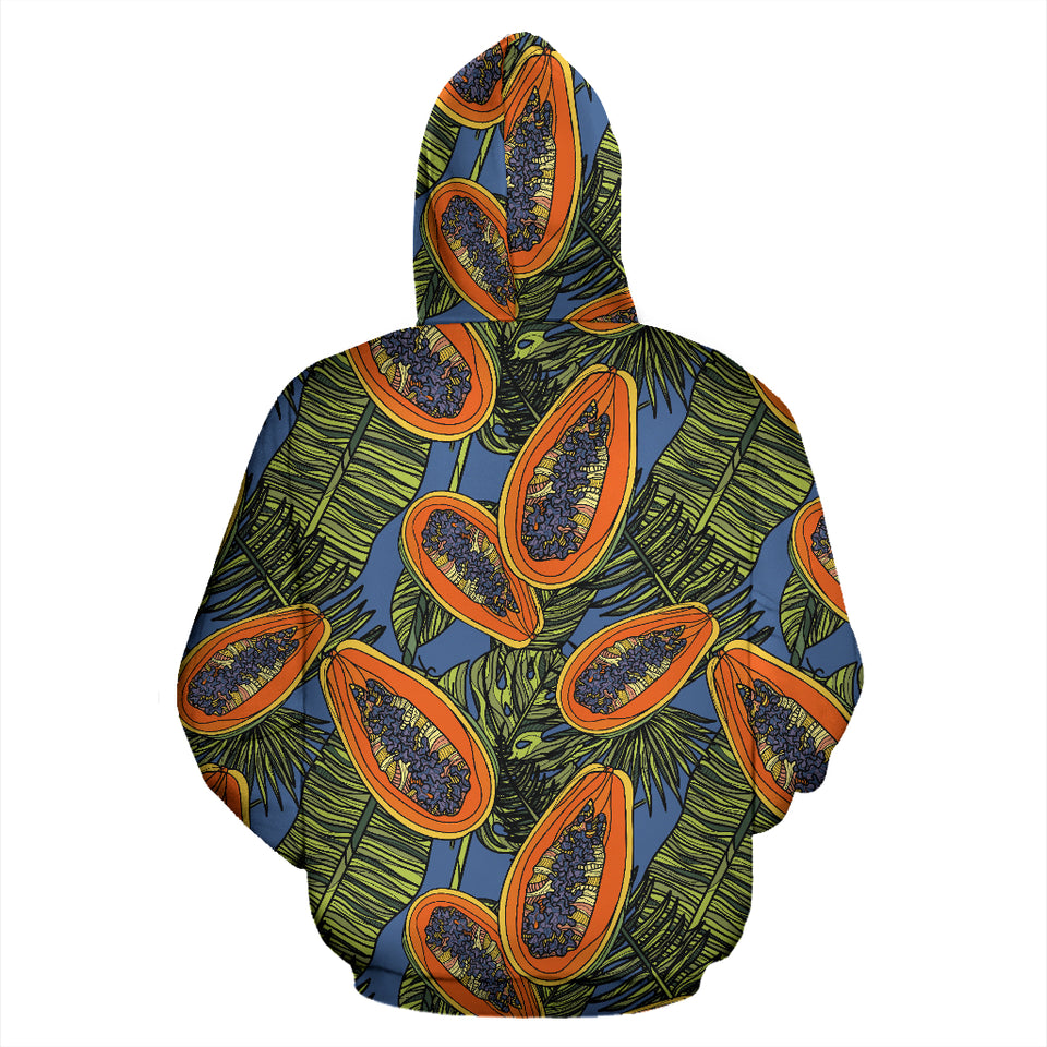 Colorful Papaya Tropical Leaves Zip Up Hoodie