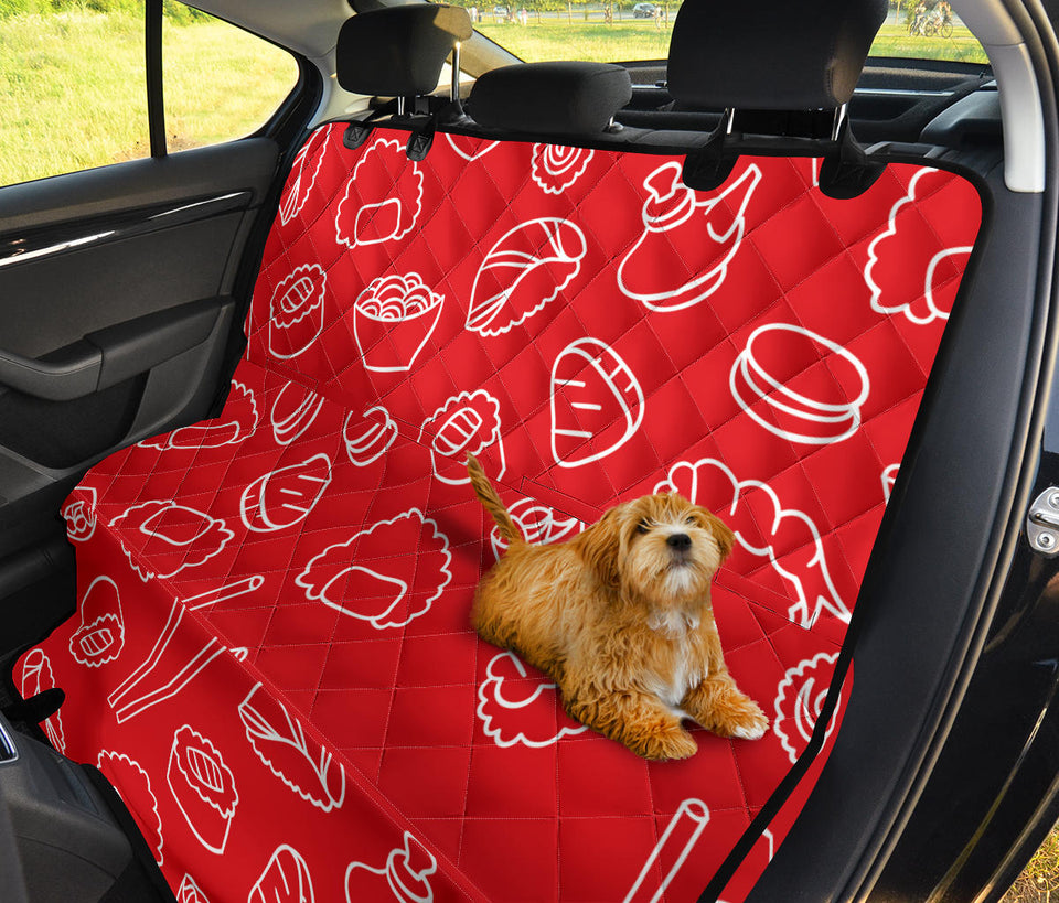 Sushi Pattern Red Background Dog Car Seat Covers