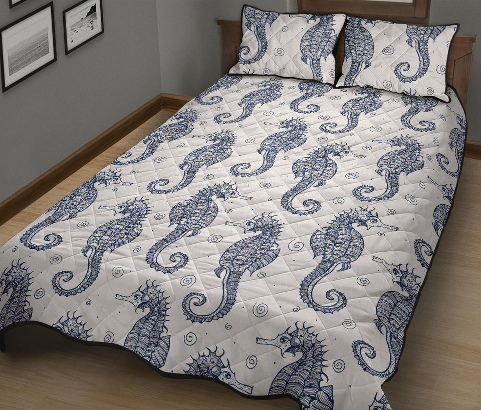 Seahorse pattern background Quilt Bed Set