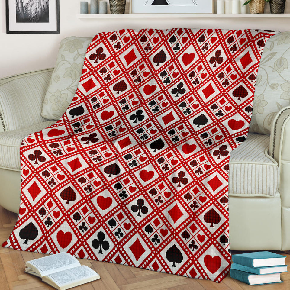 Casino Cards Suits Pattern Print Design 03 Premium Blanket