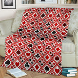 Casino Cards Suits Pattern Print Design 03 Premium Blanket