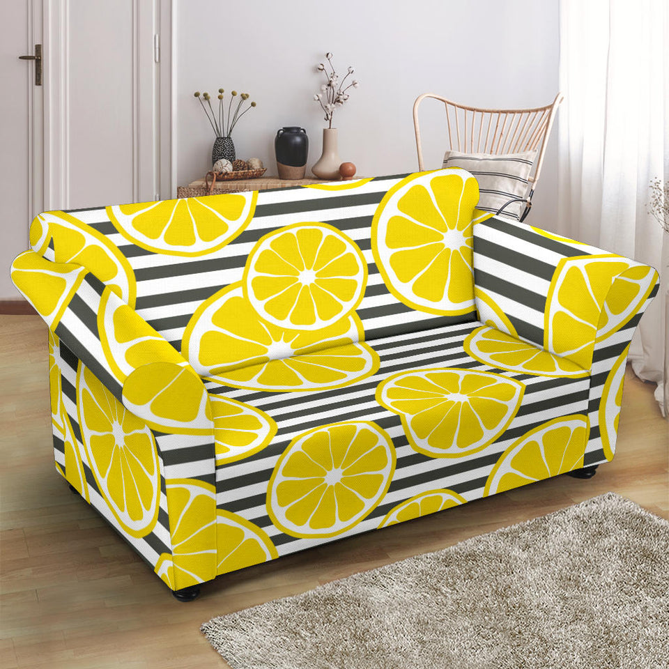 Slice Of Lemon Design Pattern Loveseat Couch Slipcover