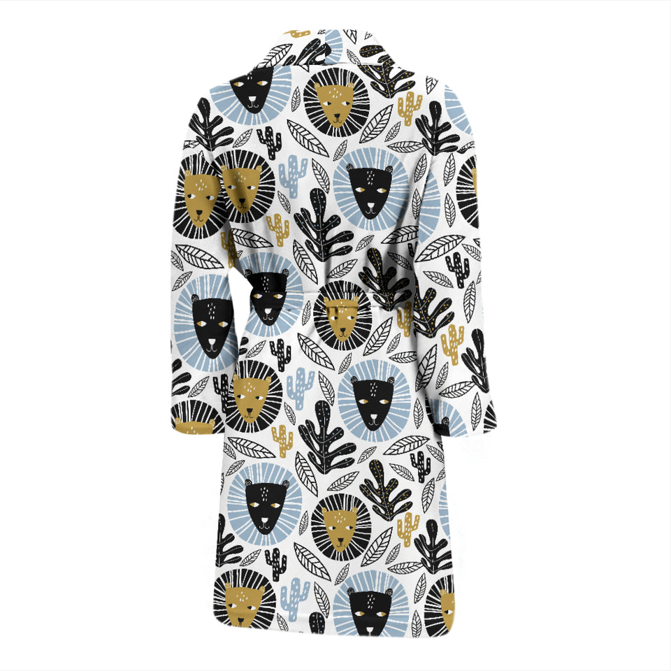Lion Pattern Print Design 05 Men's Bathrobe