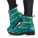 Crocodile Pattern Leather Boots