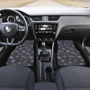Sushi Pattern Black Background Front Car Mats
