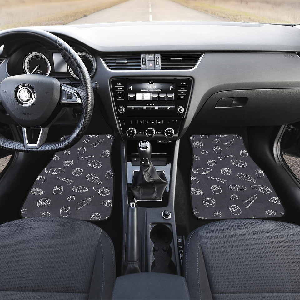 Sushi Pattern Black Background Front Car Mats