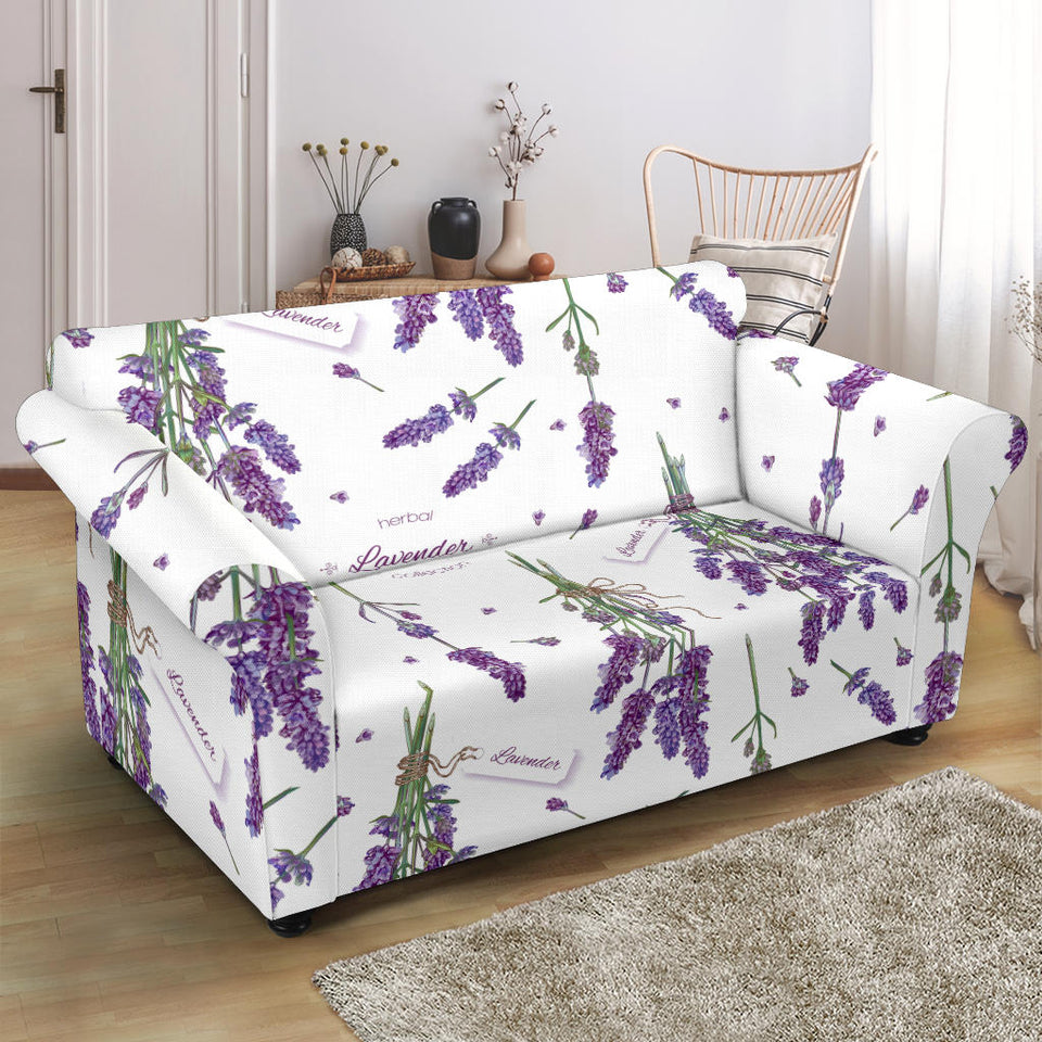 Lavender Flower Design Pattern Loveseat Couch Slipcover