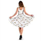 Jack Russel Pattern Print Design 04 Sleeveless Midi Dress
