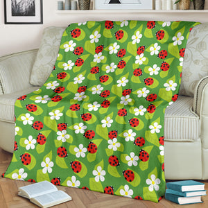 Ladybug Pattern Print Design 01 Premium Blanket