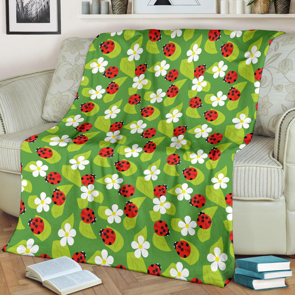 Ladybug Pattern Print Design 01 Premium Blanket