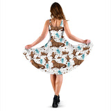 Sea Lion Seals Jellyfish Pattern Sleeveless Midi Dress