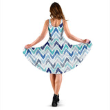 Zigzag  Chevron Blue Pattern Sleeveless Midi Dress