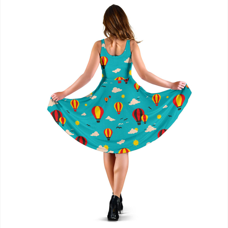 Hot Air Balloon Sky Pattern Sleeveless Midi Dress