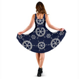 Nautical Steering Wheel Design Pattern Sleeveless Midi Dress